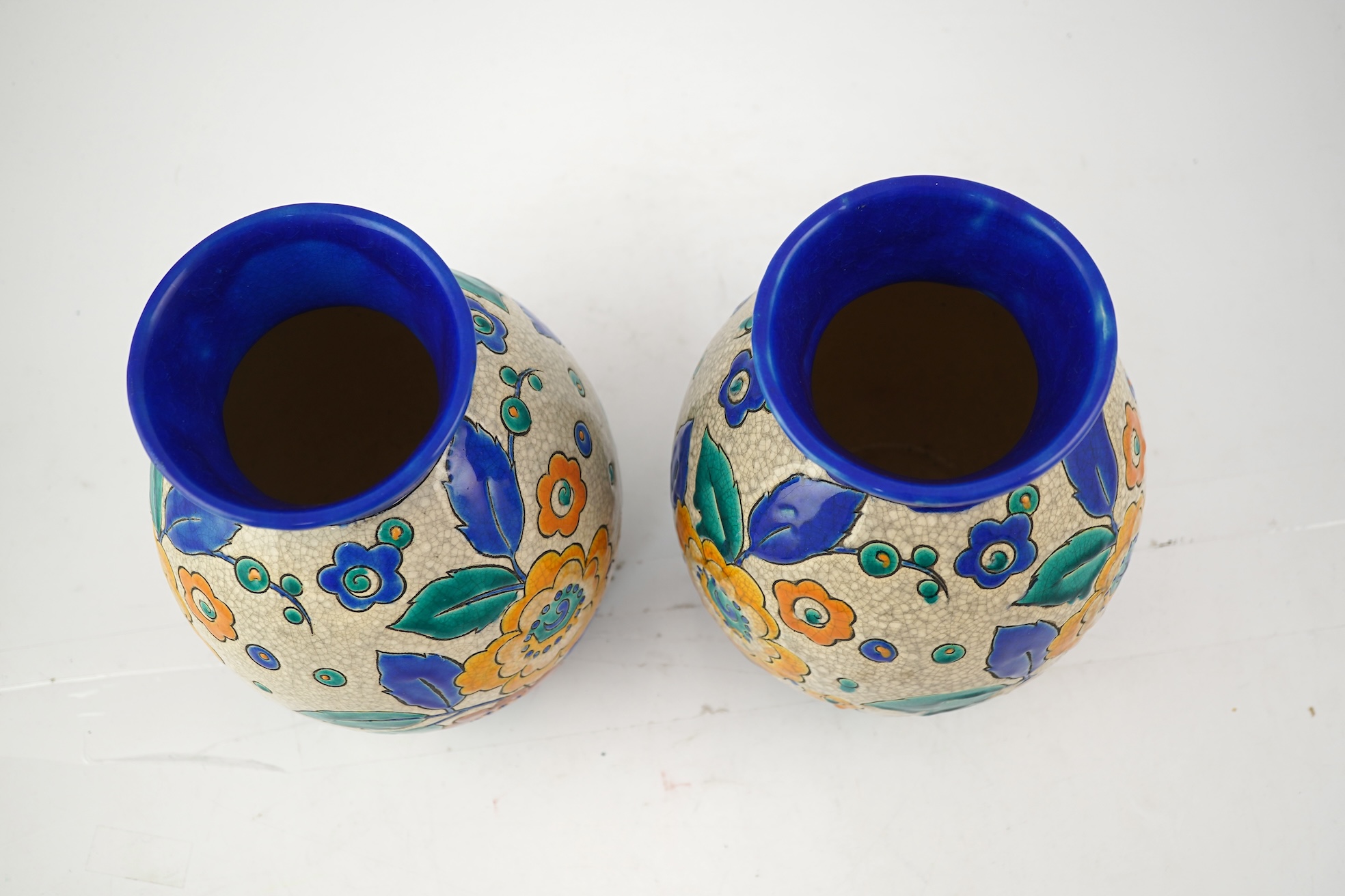 Charles Catteau (1880-1966) for Boch Keramis: A pair of Belgian Art Deco vases, D. 2516